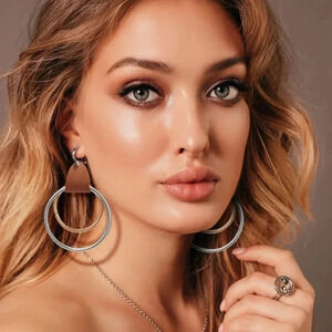 Silver Bronze Bohemian Hoops